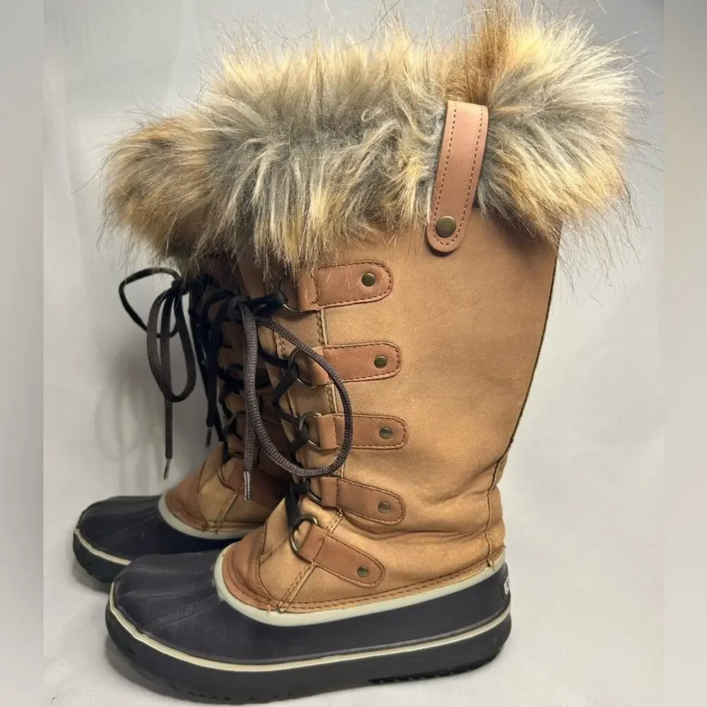Esprit Edith Tan Faux Fur Lace-Up Winter Boots with Black Duck Sole